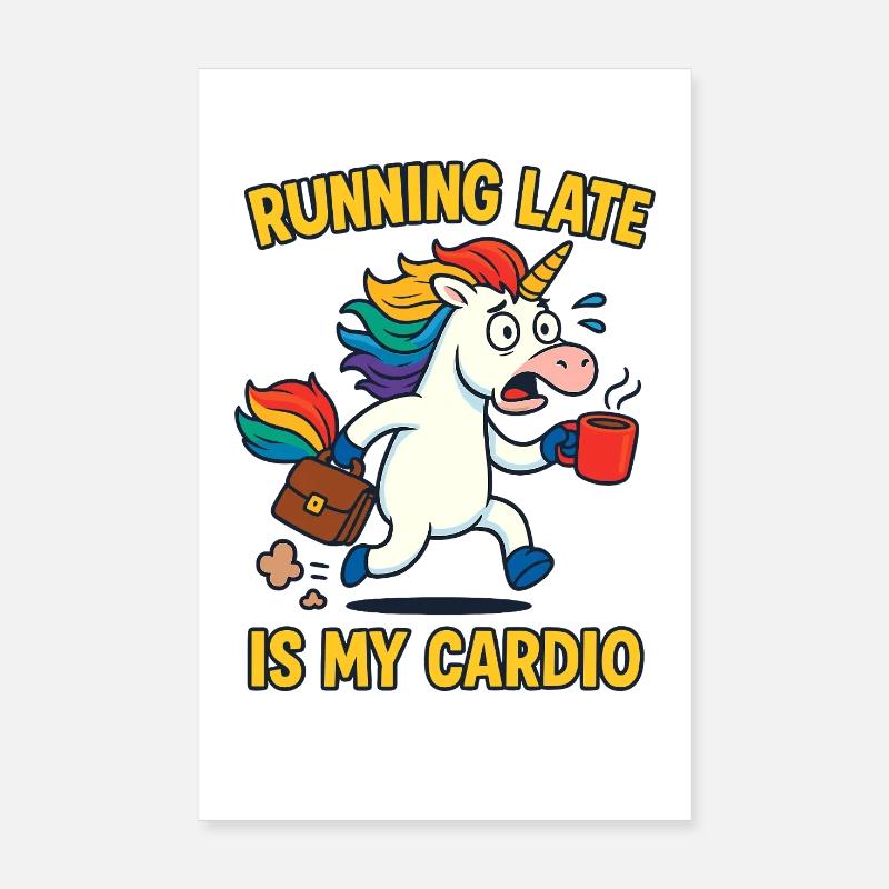 Zu spät ist mein Cardio Einhorn Poster 20x30 cm