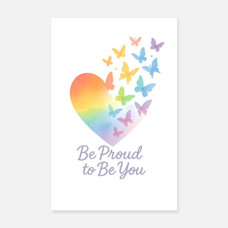 Be Proud to Be You – Regenbogen-Herz mit Message Poster 20x30 cm