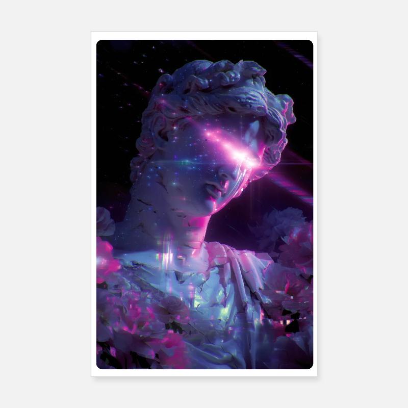 Vaporwave Glitch Punk David Statue Poster 20 x 30 cm