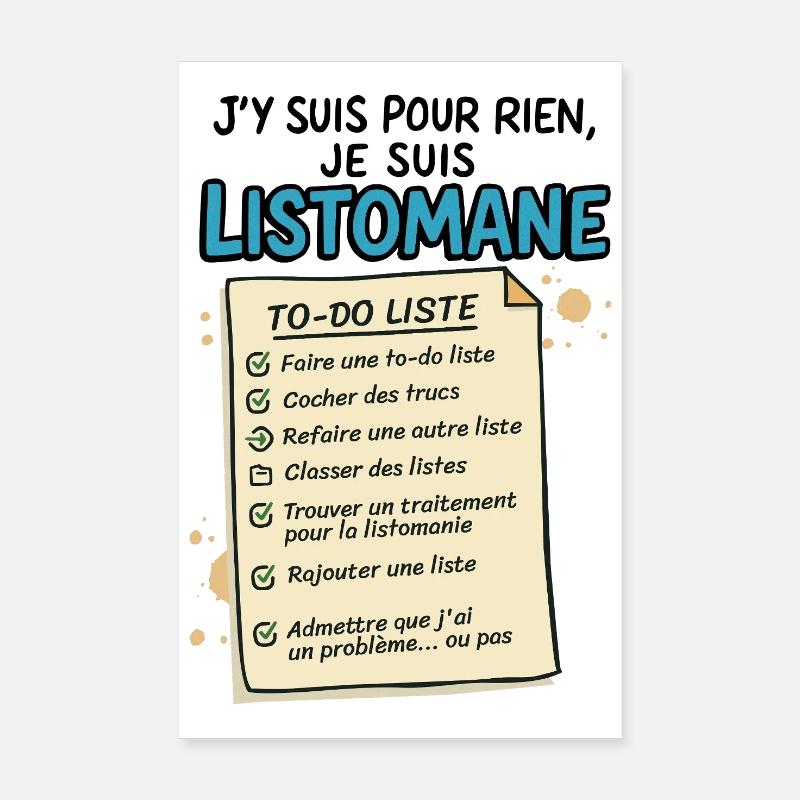 Je suis Listomane - Poster 20 x 30 cm - blanc