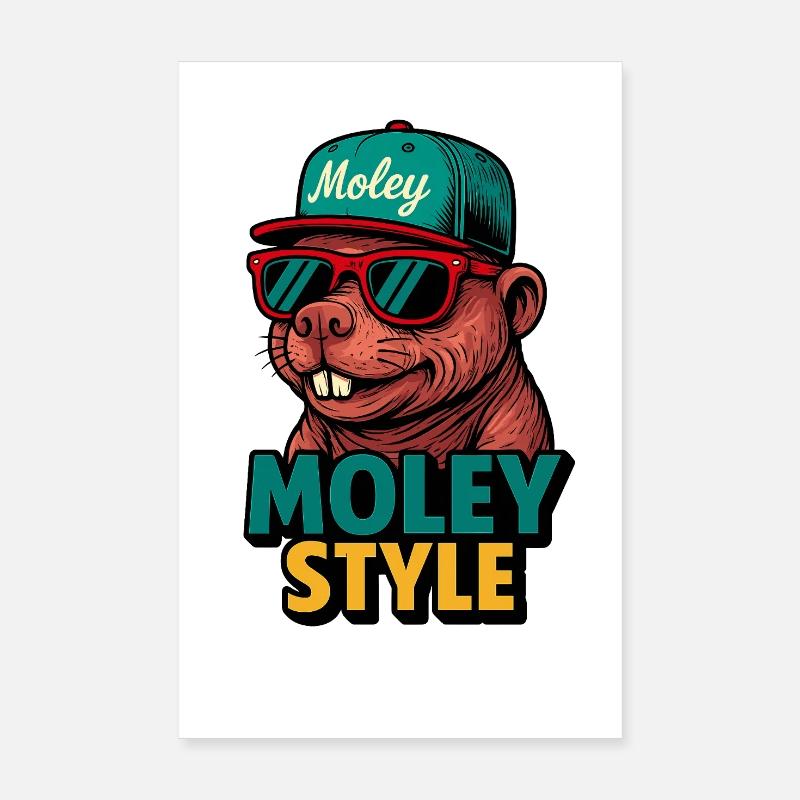 Moley Style Monkey Retro Cap Poster 8" x 12" (20x30 cm)