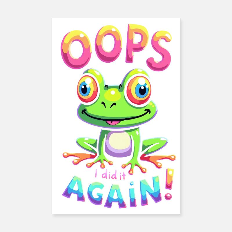 Grenouille colorée avec message optimiste Poster 20 x 30 cm