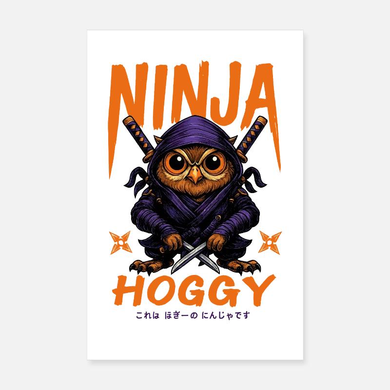 Ninja Owls Hoggy Poster 8" x 12" (20x30 cm)