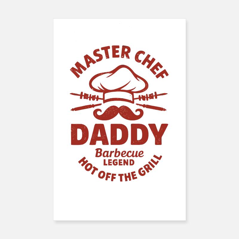 Maître Chef Papa Légende du barbecue Poster 20 x 30 cm