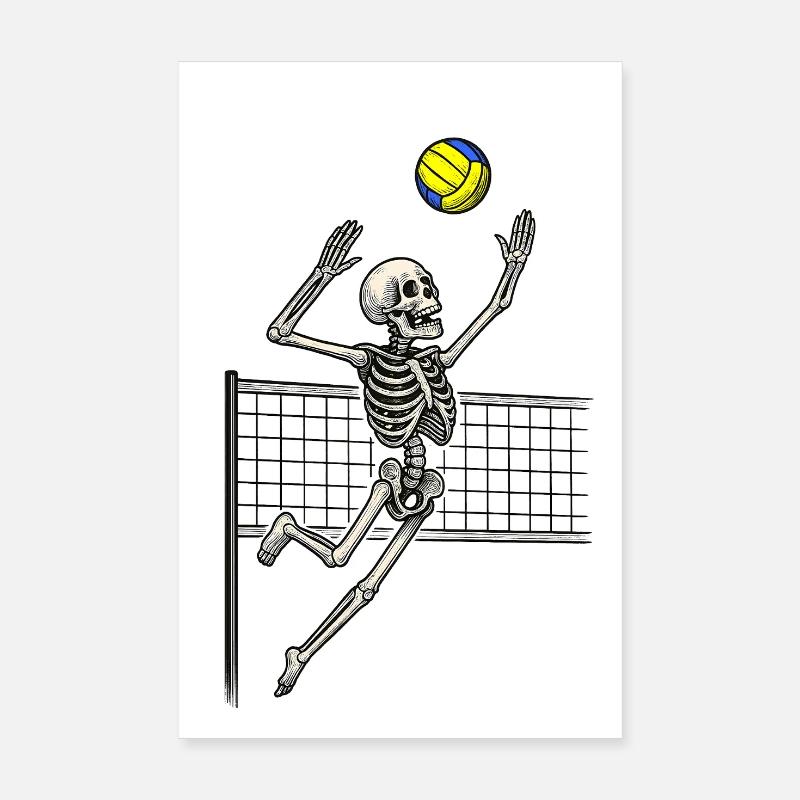 Volleyball Skeleton Spike Poster 8" x 12" (20x30 cm)