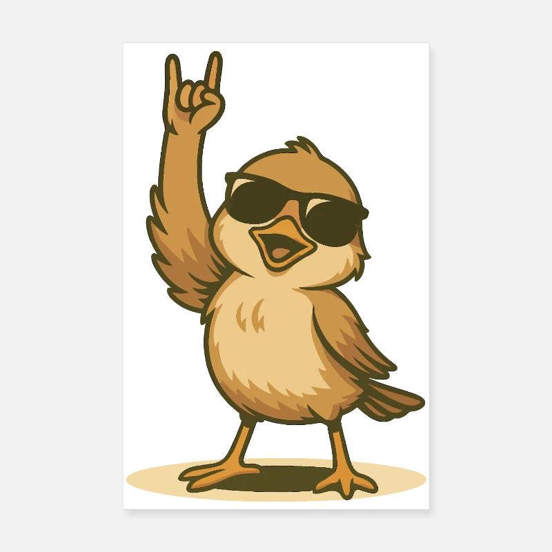 Rocking sparrow with sunglasses Poster 8" x 12" (20x30 cm)
