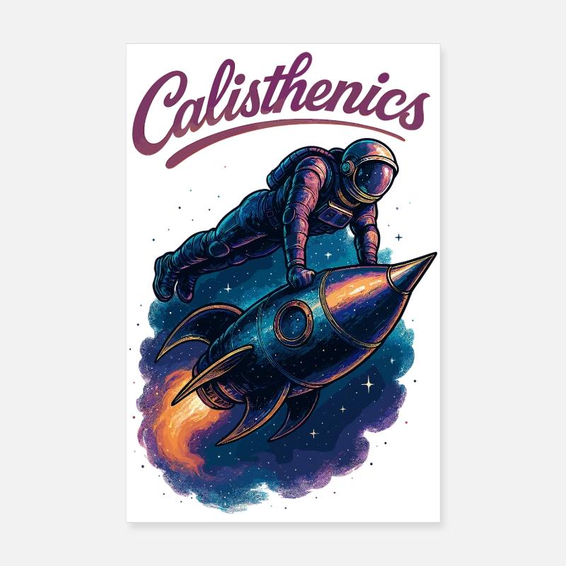 Calisthenics Astronaut Push-ups Rocket Gift Poster 8" x 12" (20x30 cm)
