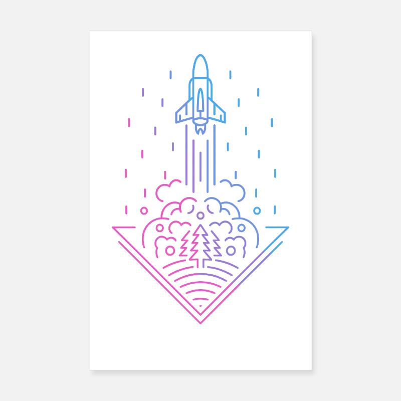Retro Rocket - Poster 20x30 cm - Weiß