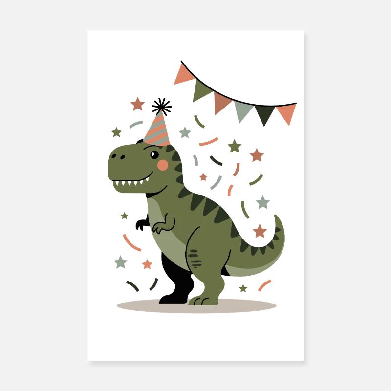 Dino Geburtstag Party T-Rex Design Kinder Poster 20x30 cm