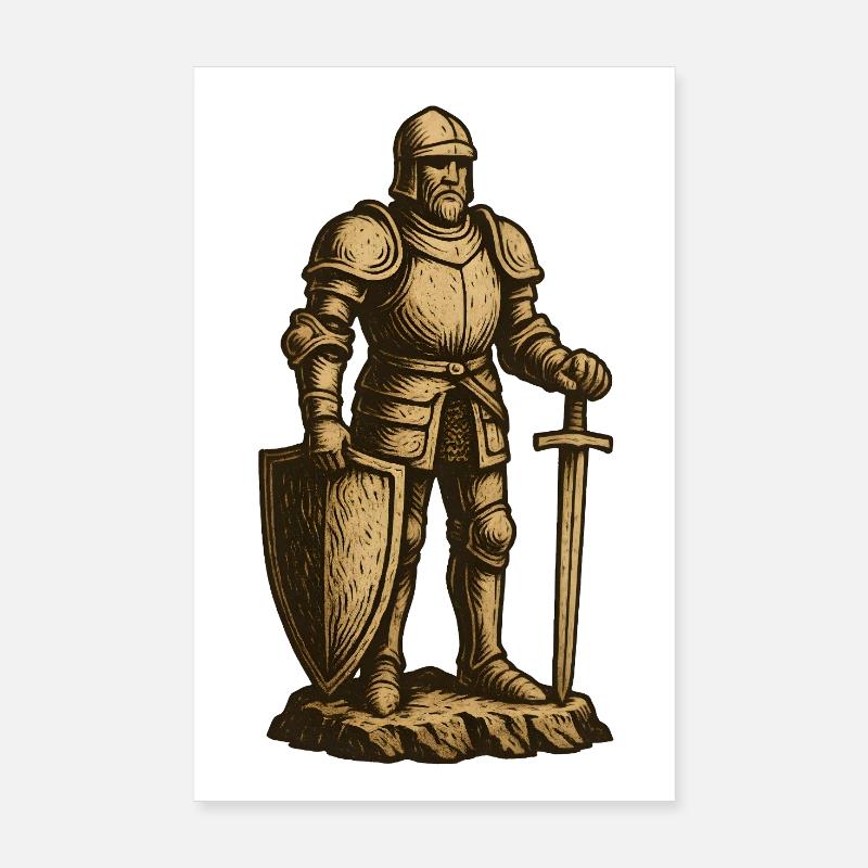 Chevalier en tenue de combat historique Poster 20 x 30 cm