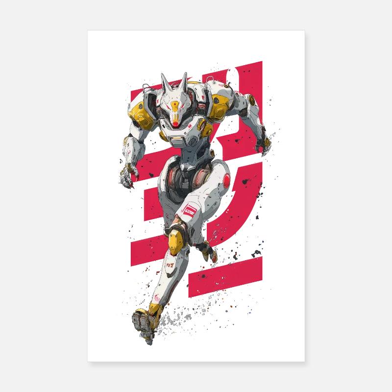 Futuristic Wolf Fighting Robot Poster 8" x 12" (20x30 cm)