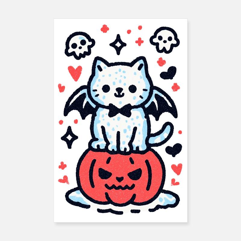 Chat citrouille Poster 20 x 30 cm