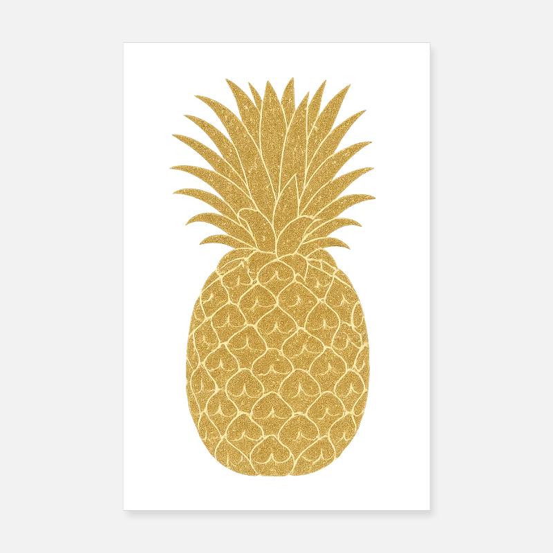 Ananas doré | Ananas doré Elegance Poster 20 x 30 cm