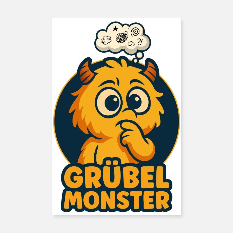 Monstres couvants – Mignon, réfléchi et drôle Poster 20 x 30 cm