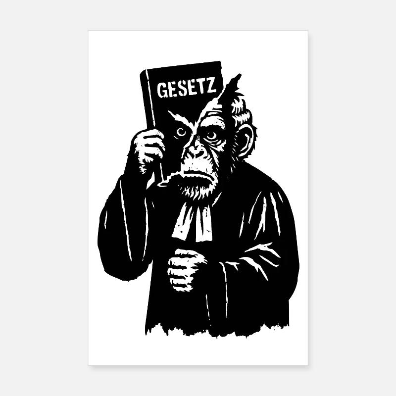 Humorous Monkey Rights Parody Illustration Poster 8" x 12" (20x30 cm)