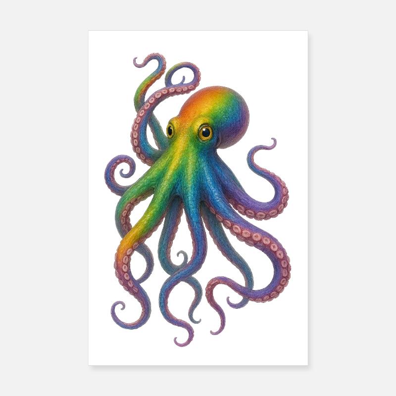 Conception colorée de pieuvre arc-en-ciel Poster 20 x 30 cm