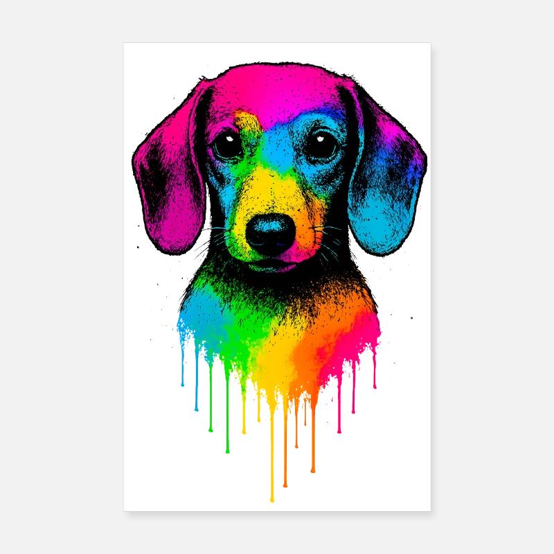 Rainbow Dachshund Drop Art Poster 8" x 12" (20x30 cm)