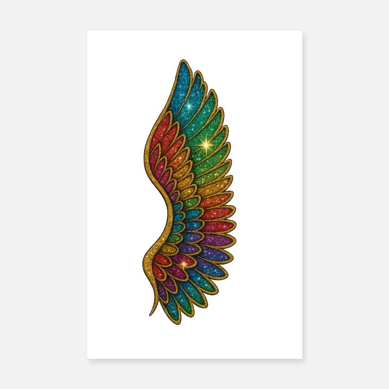 Rainbow Glitter Wings Poster 8" x 12" (20x30 cm)