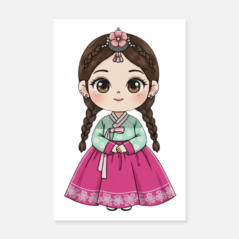Chibi Hanbok Süßigkeiten-Traum Chaewon - Poster 20x30 cm - Weiß