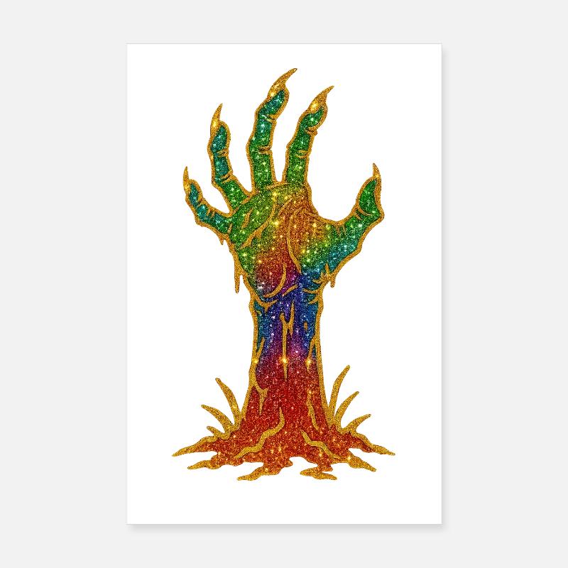 Rainbow Glitter Éveil de la main Poster 20 x 30 cm
