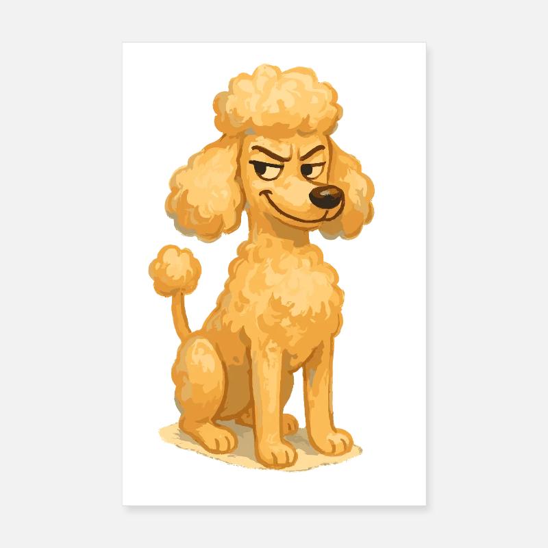 Style de peinture de dessin animé de caniche coquin Poster 20 x 30 cm