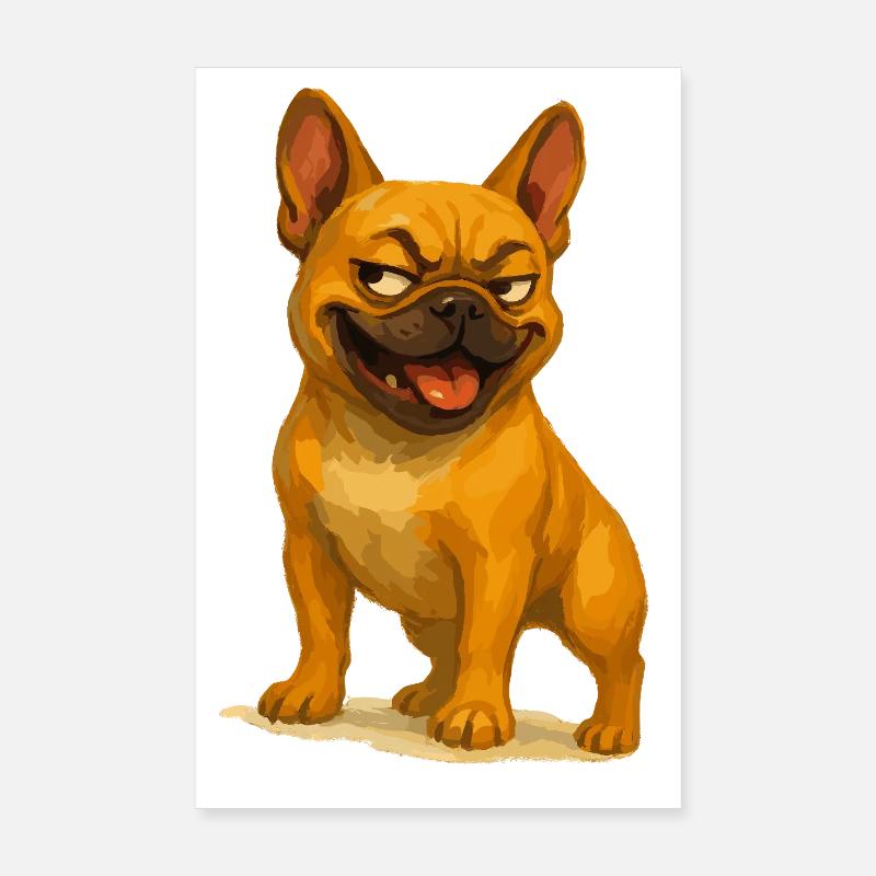 Freche Bulldogge Cartoon Grinsen Poster 20x30 cm