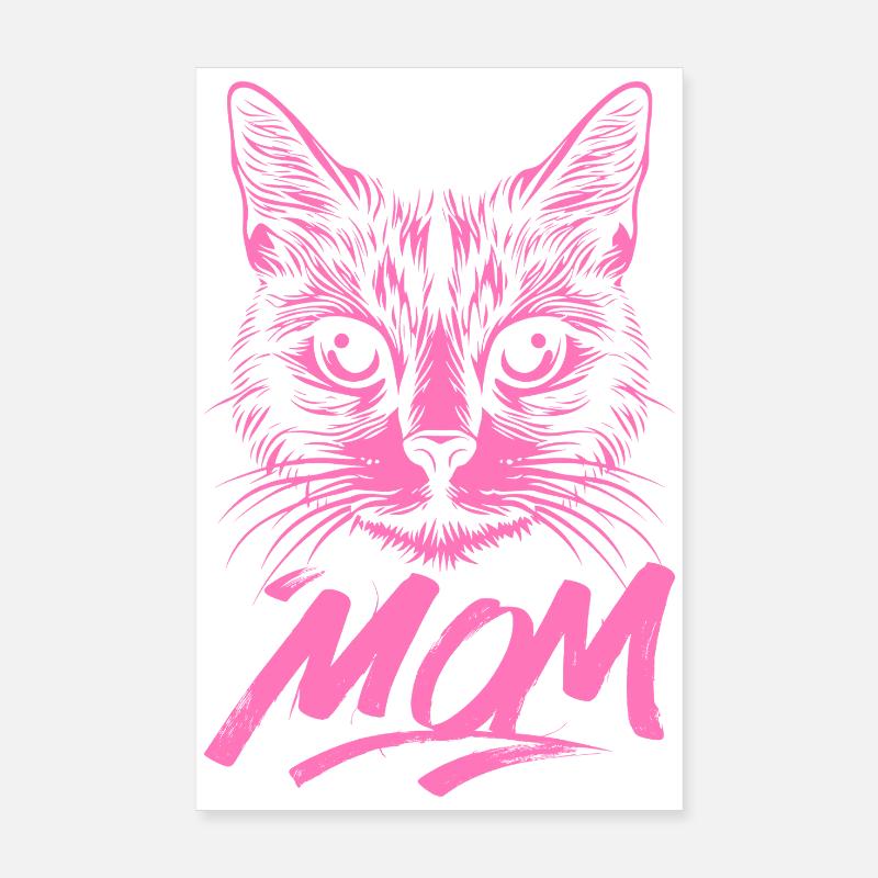Cat-Mom-Pink-Katze-Kitten-Katzen-Cats-Katzenmutter - Poster 20x30 cm - Weiß