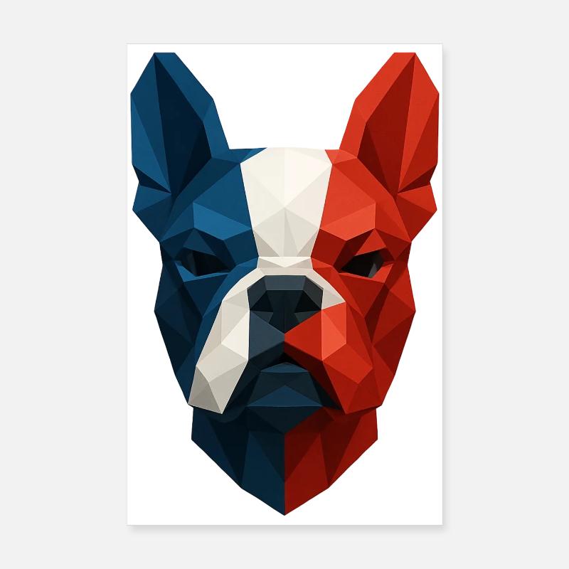 bouledogue français bleu blanc rouge Poster 20 x 30 cm
