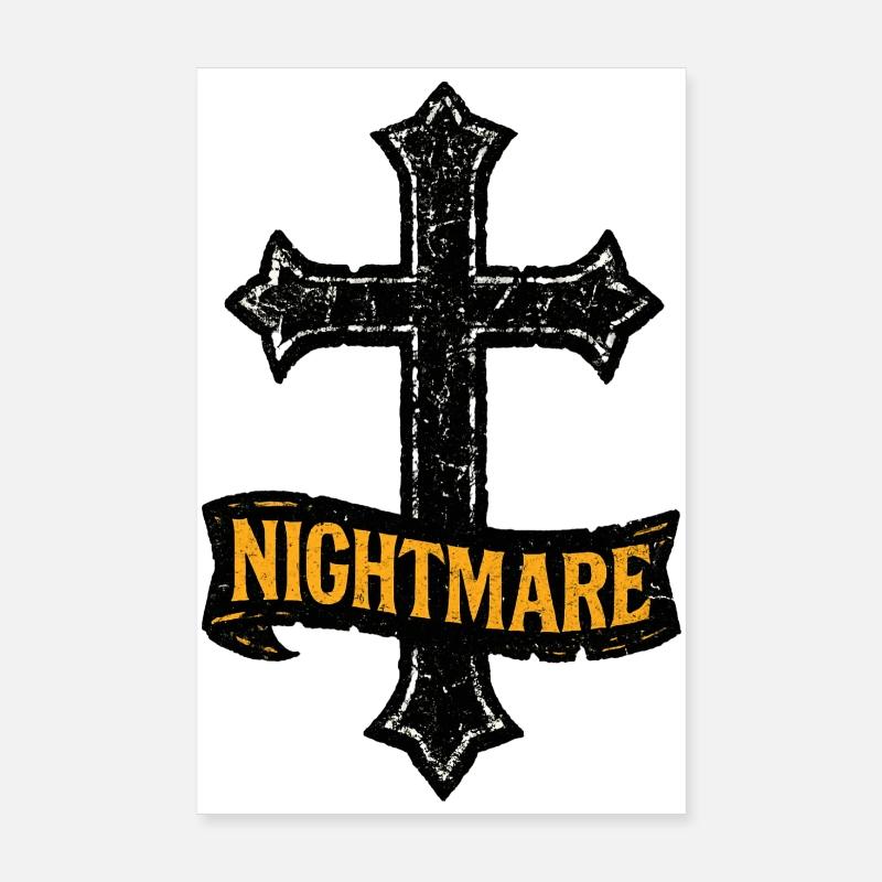 Croix terrifiante avec Cauchemar pour Halloween Poster 20 x 30 cm