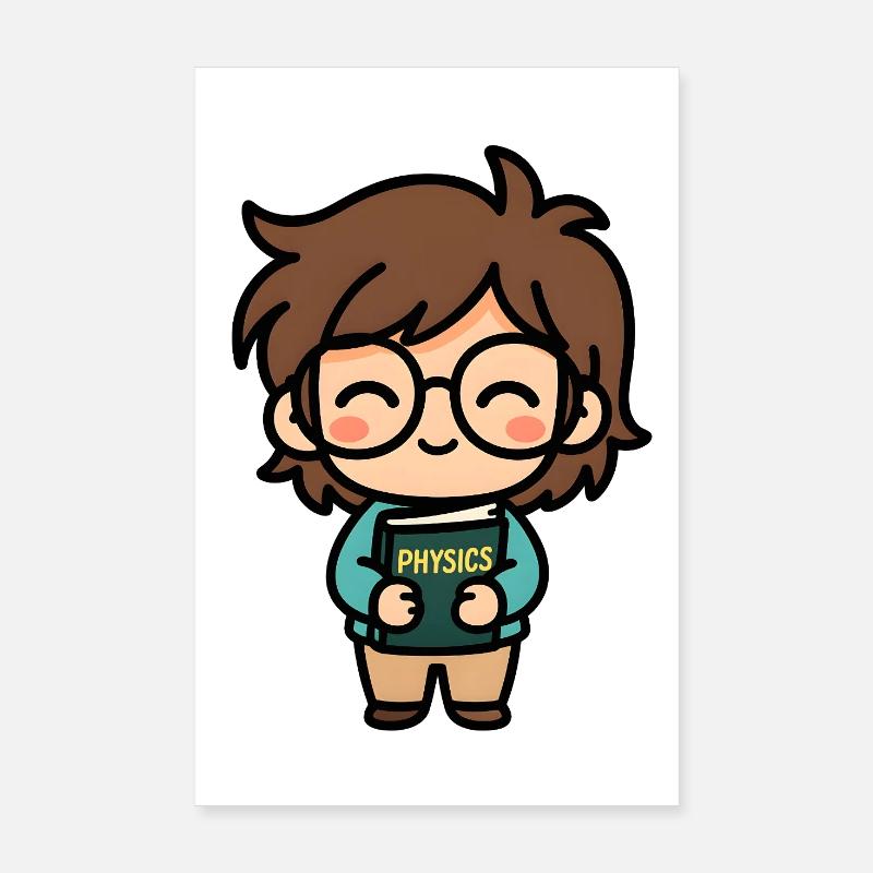 Little physics hero with book Poster 8" x 12" (20x30 cm)