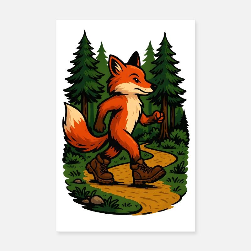 Wandering fox in the forest - Poster 8" x 12" (20x30 cm) - white