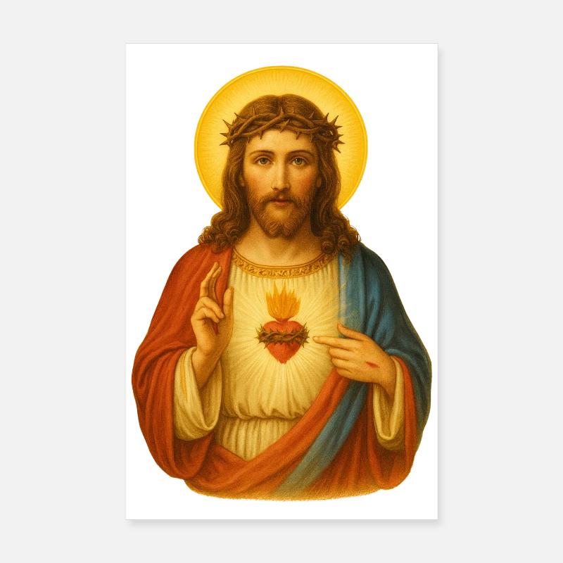Jesus Heart Icon Print Poster 8" x 12" (20x30 cm)