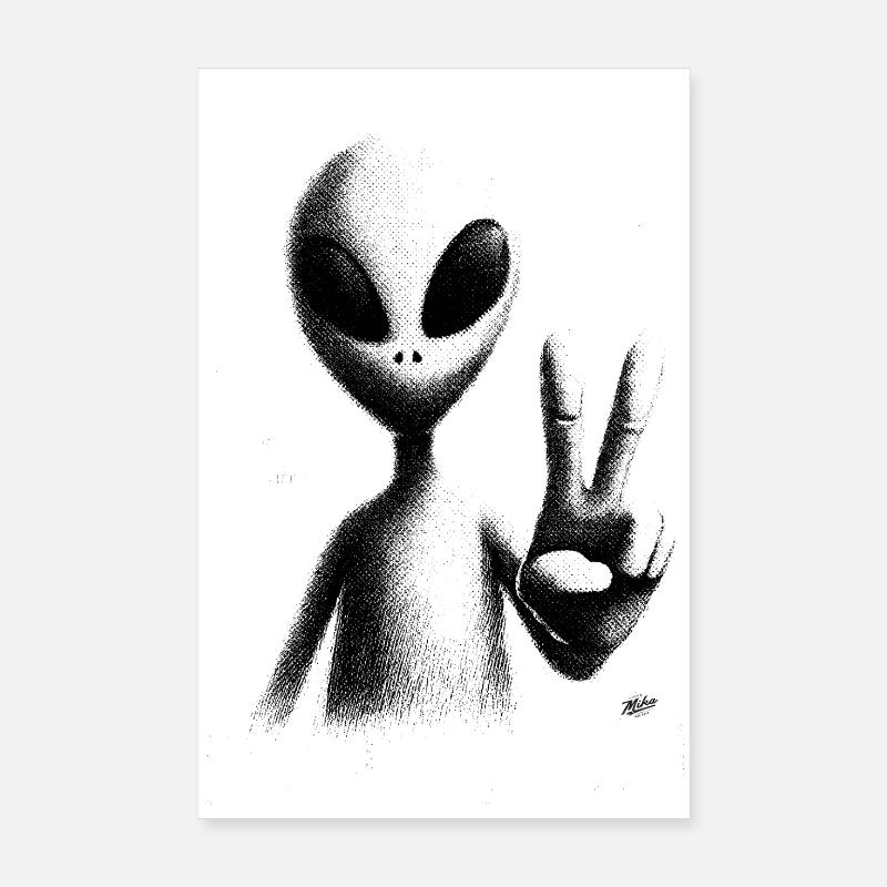 Alien Peace Gesture Poster 20x30 cm