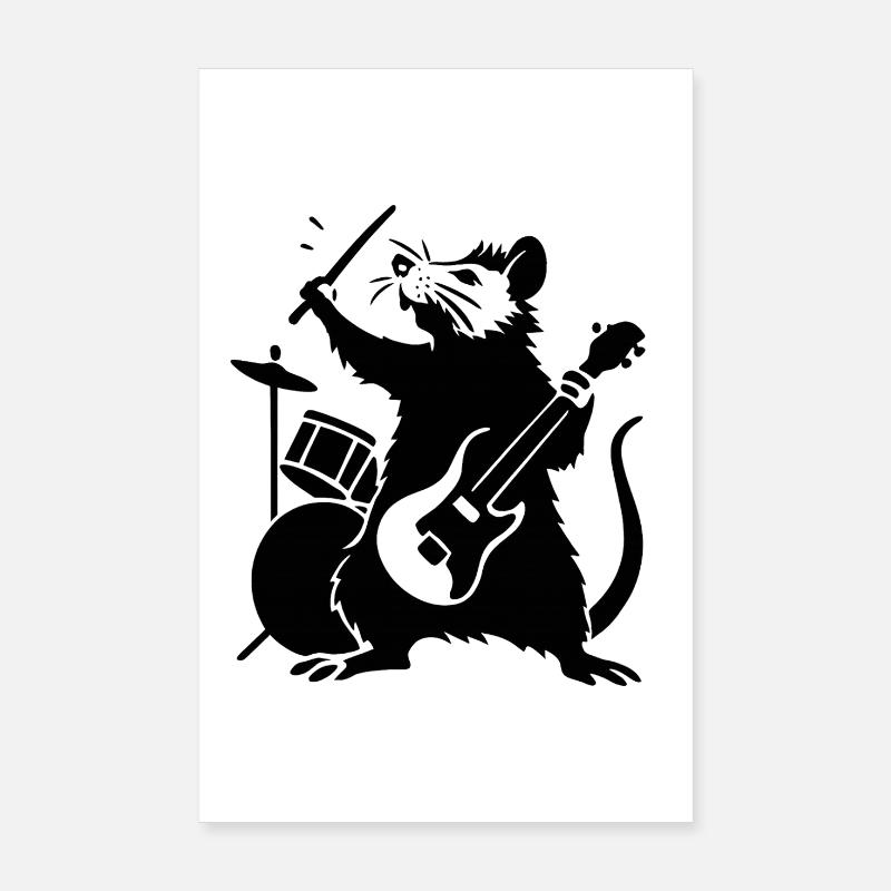 Ratte in einer Band Poster 20x30 cm