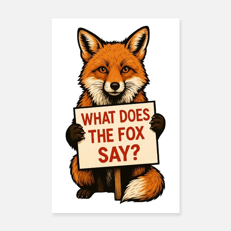 Fuchs | What does the fox say? - Poster 20x30 cm - Weiß