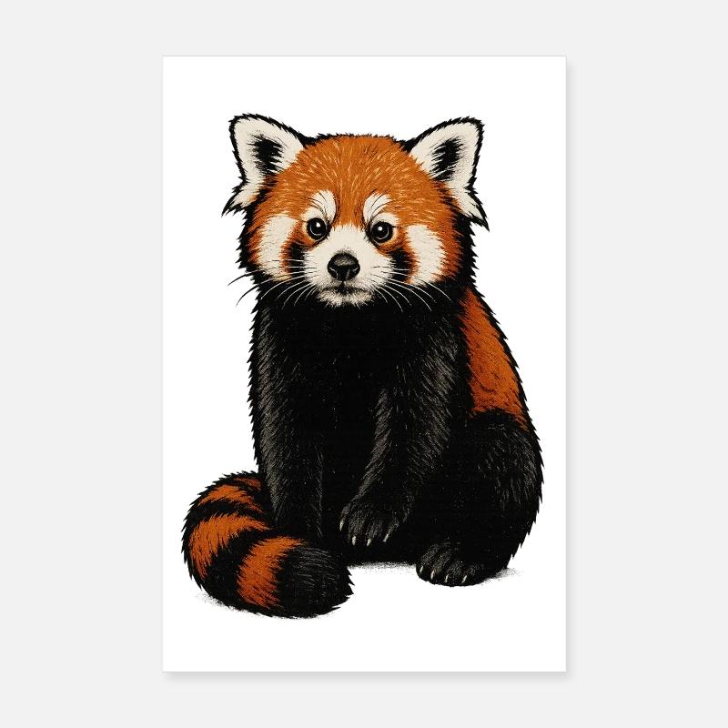 Red Panda Kuschelillustration - Poster 20x30 cm - Weiß
