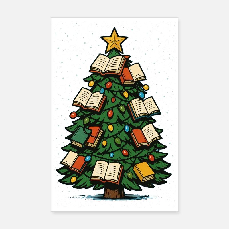 Book Tree Christmas Decoration Christmas Tree Poster 8" x 12" (20x30 cm)
