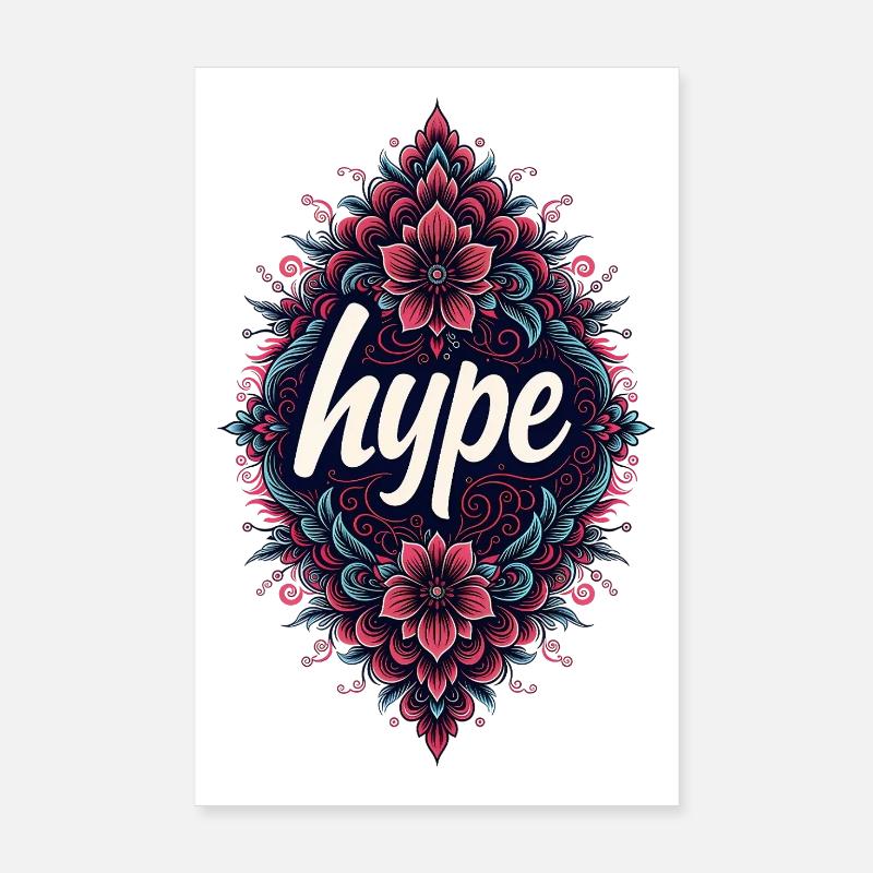 Lebendiges florales Mandala Poster 20x30 cm