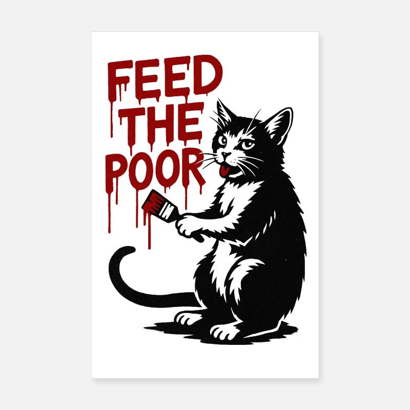 Chat avec goutte à goutte rouge Poster 20 x 30 cm