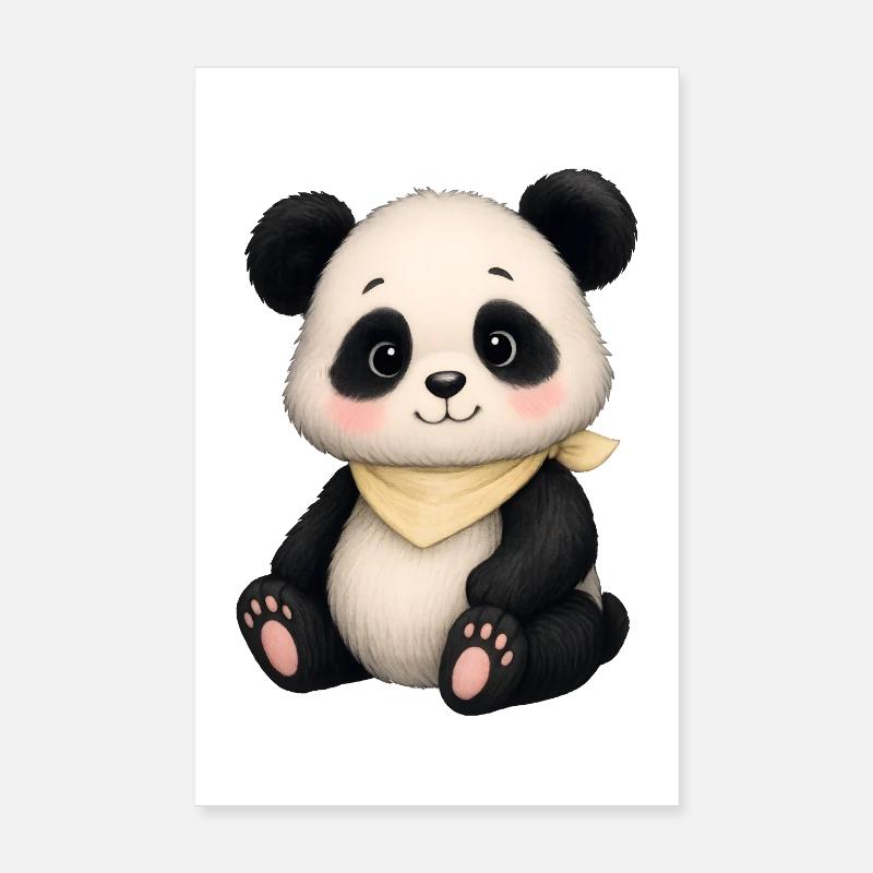 Panda câlin avec écharpe Poster 20 x 30 cm