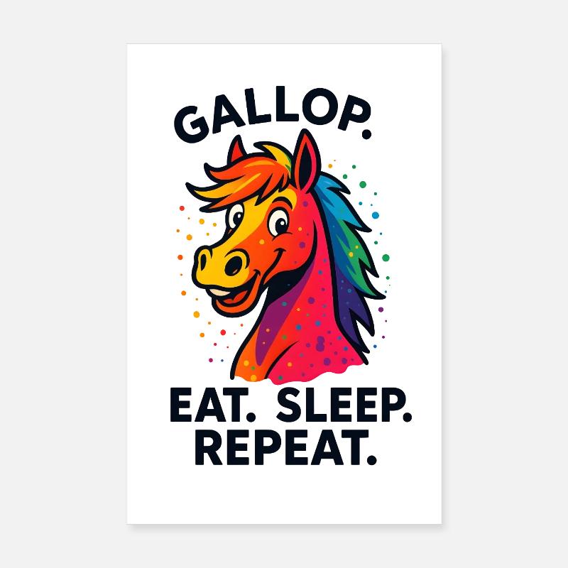 Farbe Party Galopp Pferd - Poster 20x30 cm - Weiß