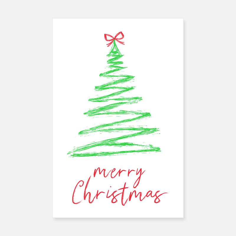 Style de brosse arbre de Noël vert Poster 20 x 30 cm