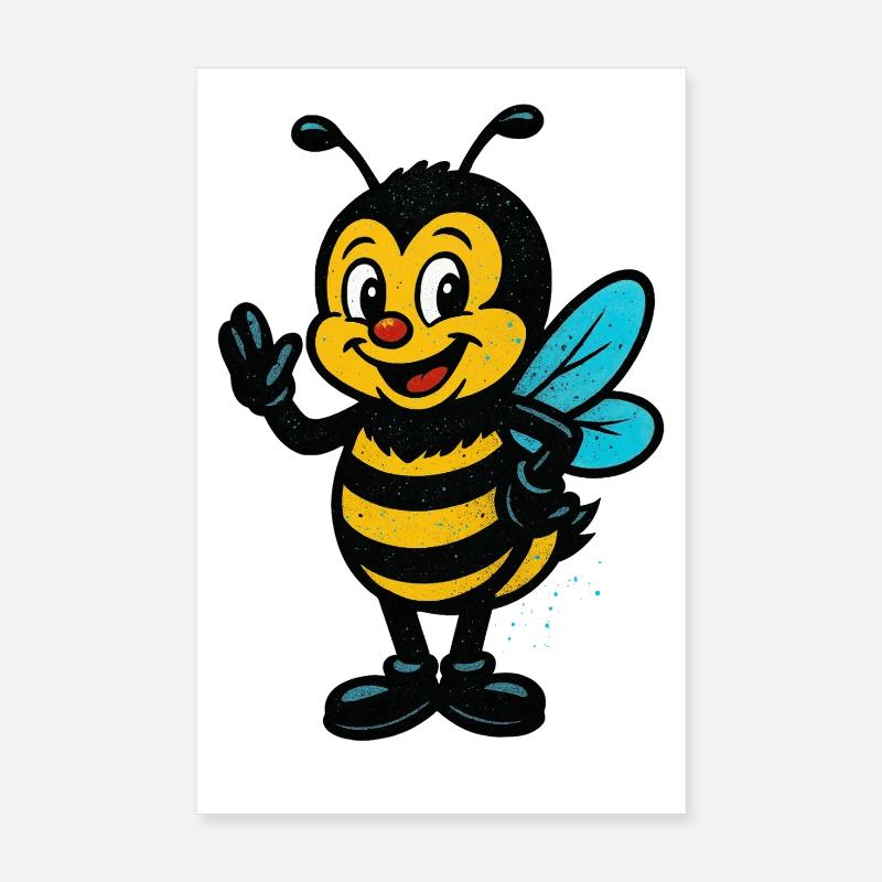 Cheerful Honeybee Cartoon Mascot Poster 8" x 12" (20x30 cm)