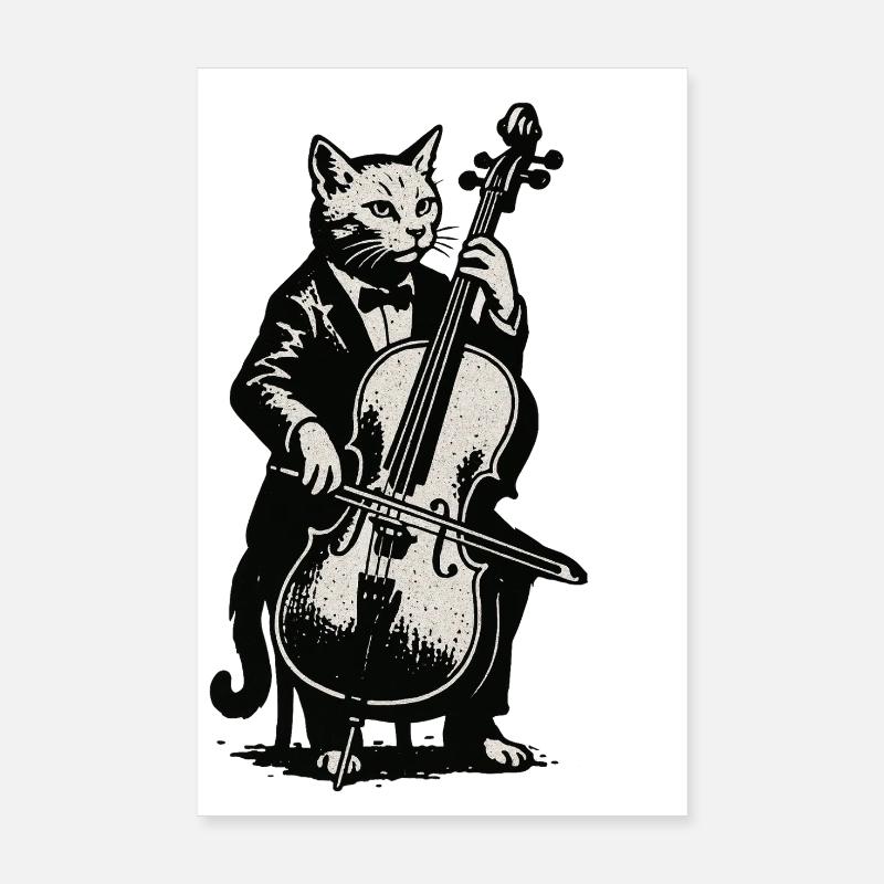 Violoncelliste chat en smoking Poster 20 x 30 cm