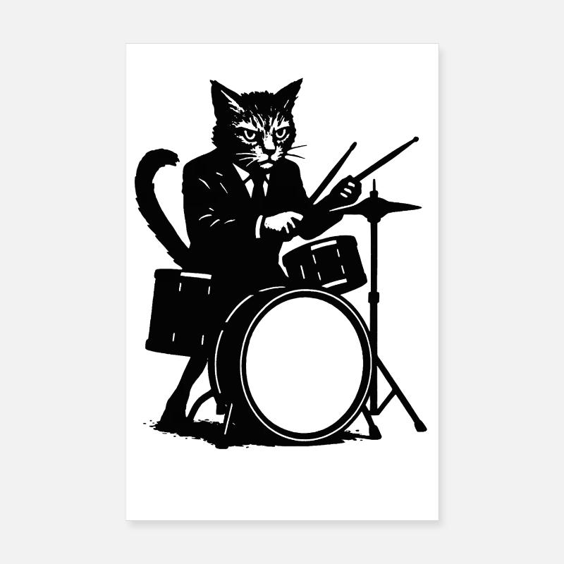 Cat drummer in tuxedo Poster 8" x 12" (20x30 cm)