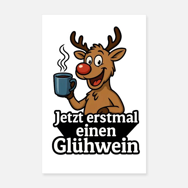 Funny mulled wine reindeer Poster 8" x 12" (20x30 cm)
