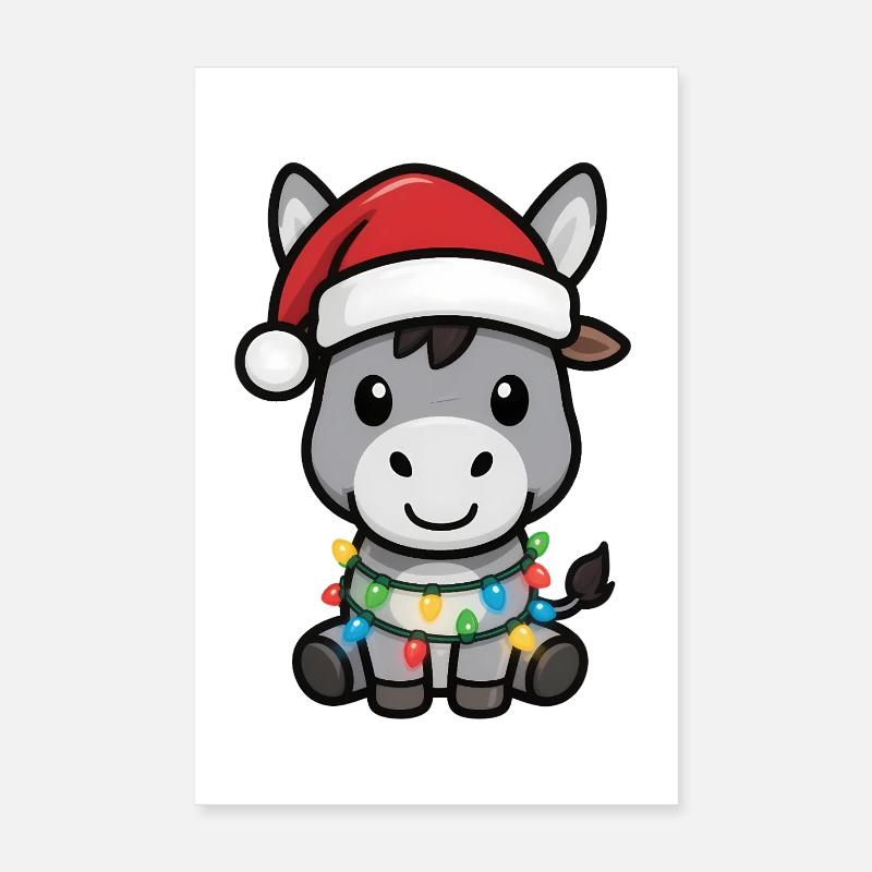Âne Elf Noël Drôle Cadeaux de Noël Poster 20 x 30 cm