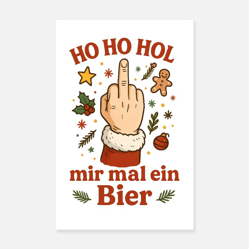 Ho Ho Get me a beer Christmas Poster 8" x 12" (20x30 cm)