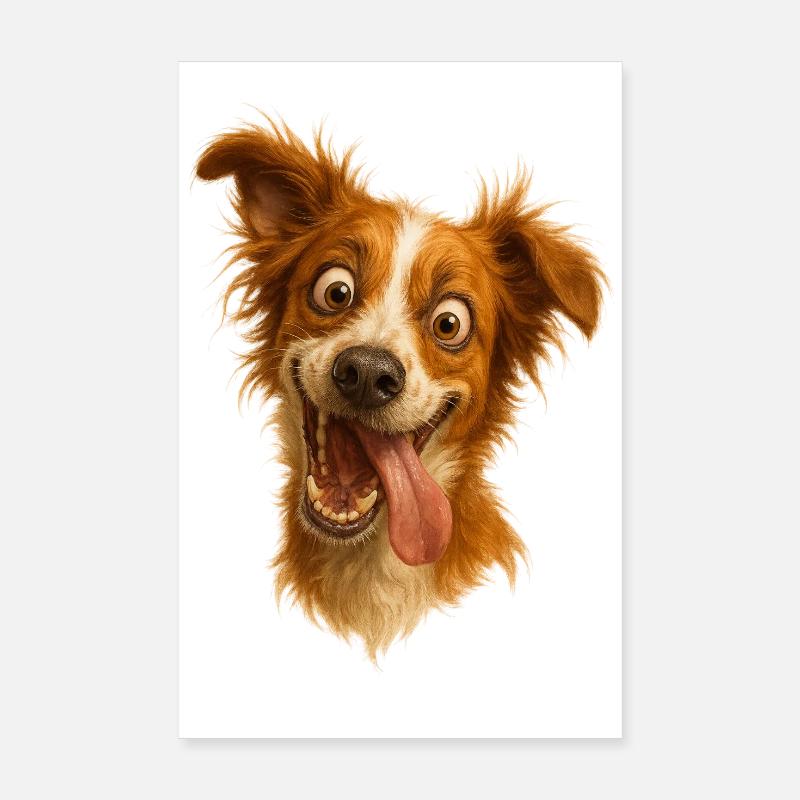 Chien rieur avec langue Poster 20 x 30 cm