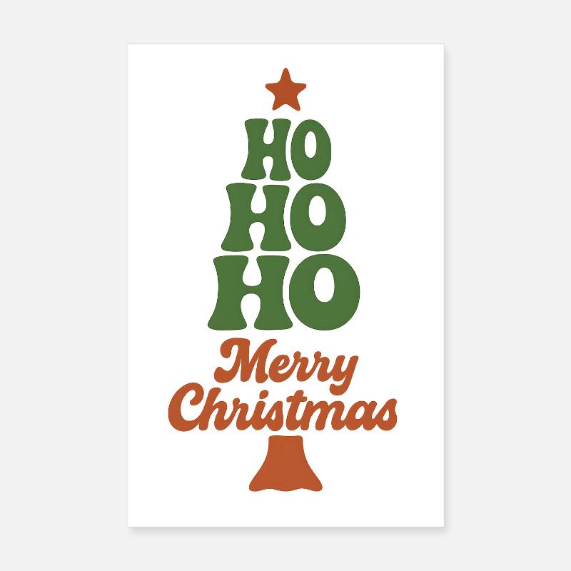 Ho Ho Ho Christmas Tree Poster 8" x 12" (20x30 cm)